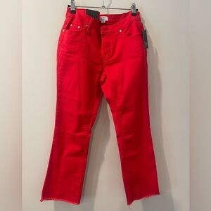 Crown & Ivy Red Straight Leg Women's Cropoed Jeans